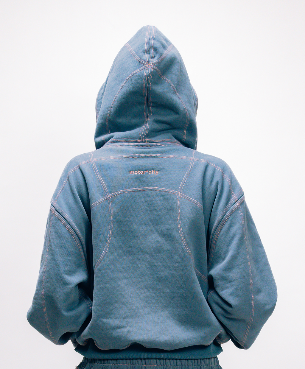 OVERSTITCH HOODIE BLUE/PINK