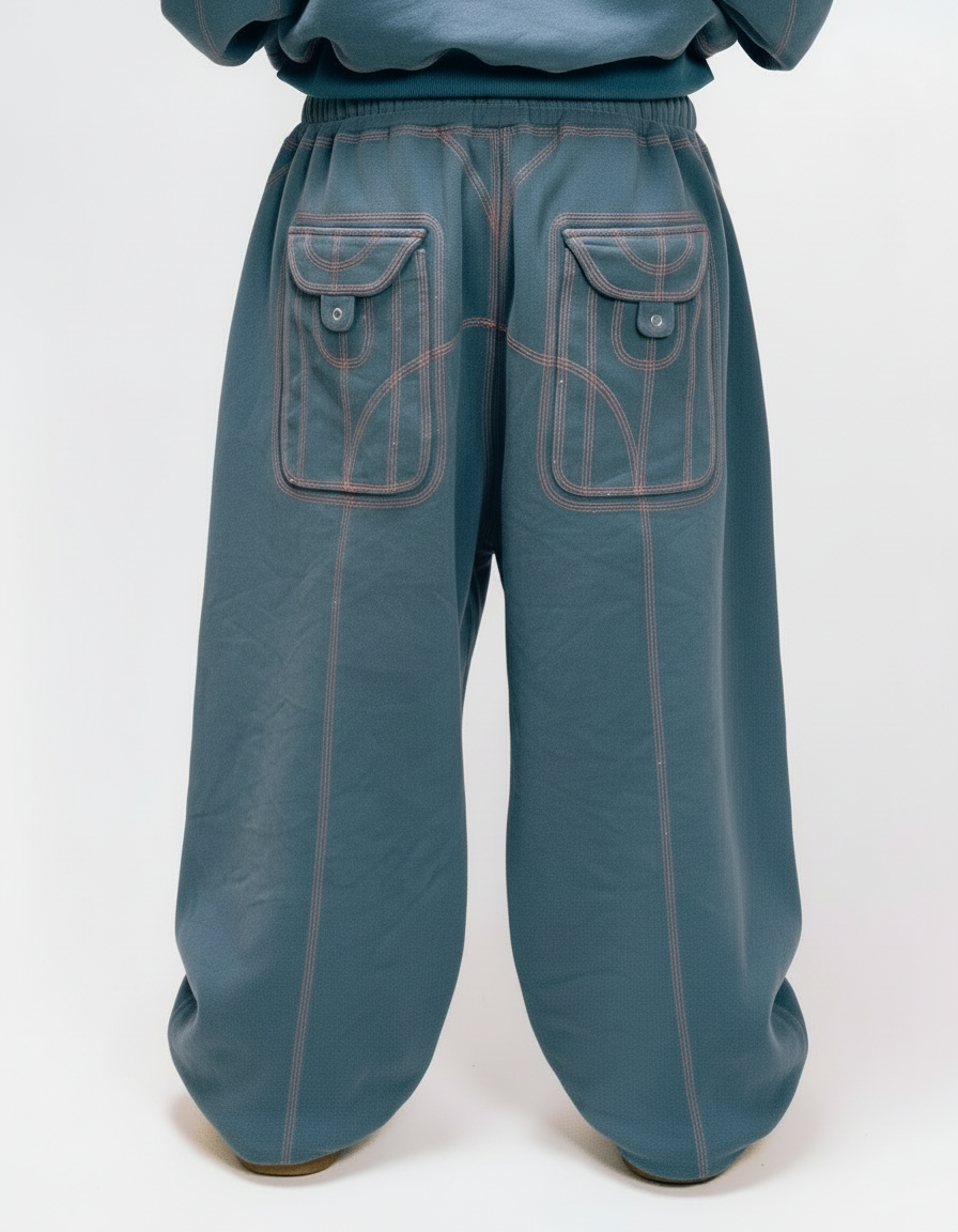 OVERSTITCH JOGGERS BLUE/PINK