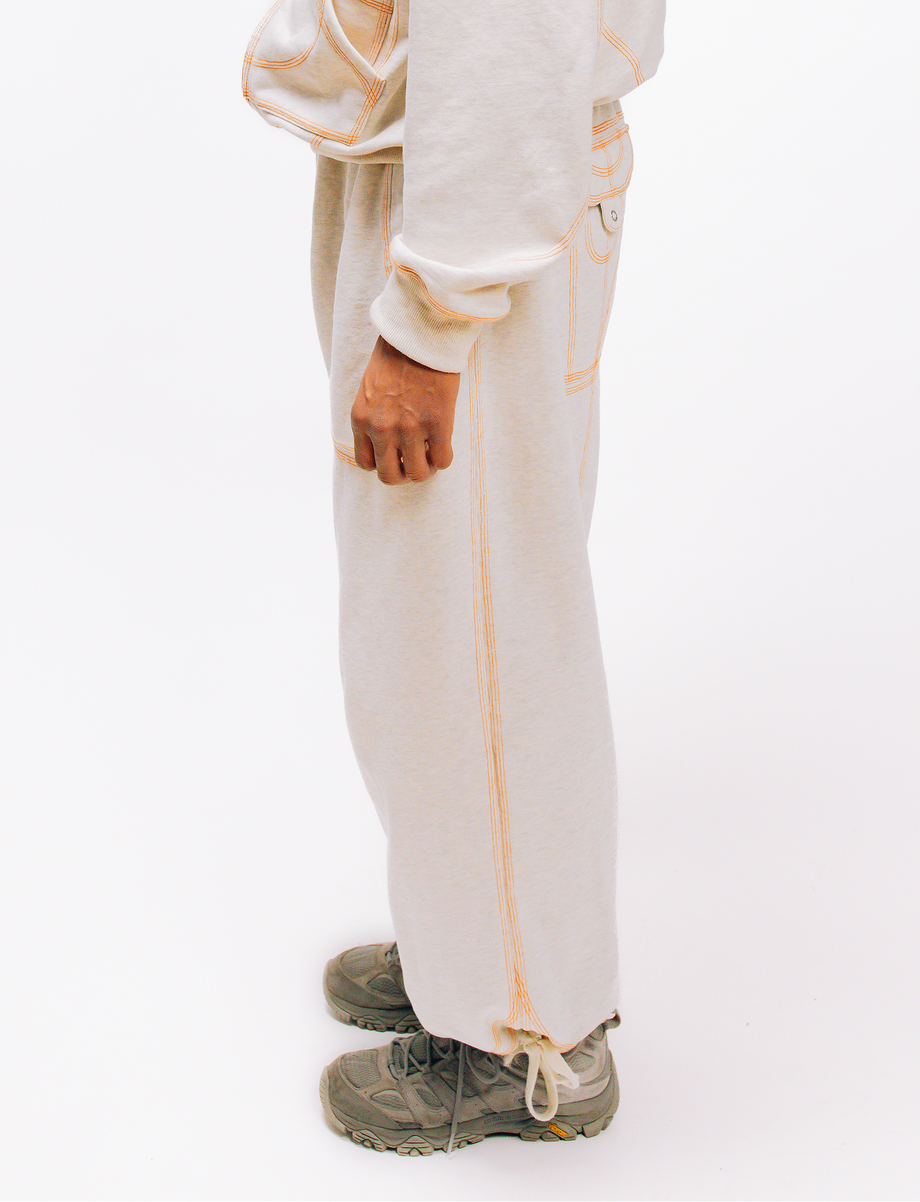 OVERSTITCH JOGGERS GREY/ORANGE