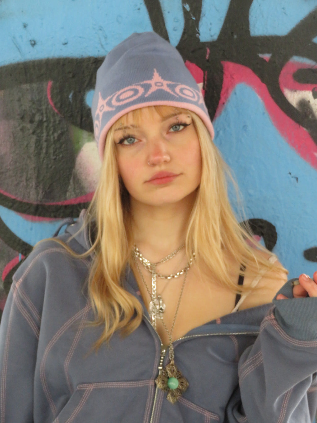 AIRA REVERSIBLE BEANIE BLUE/PINK