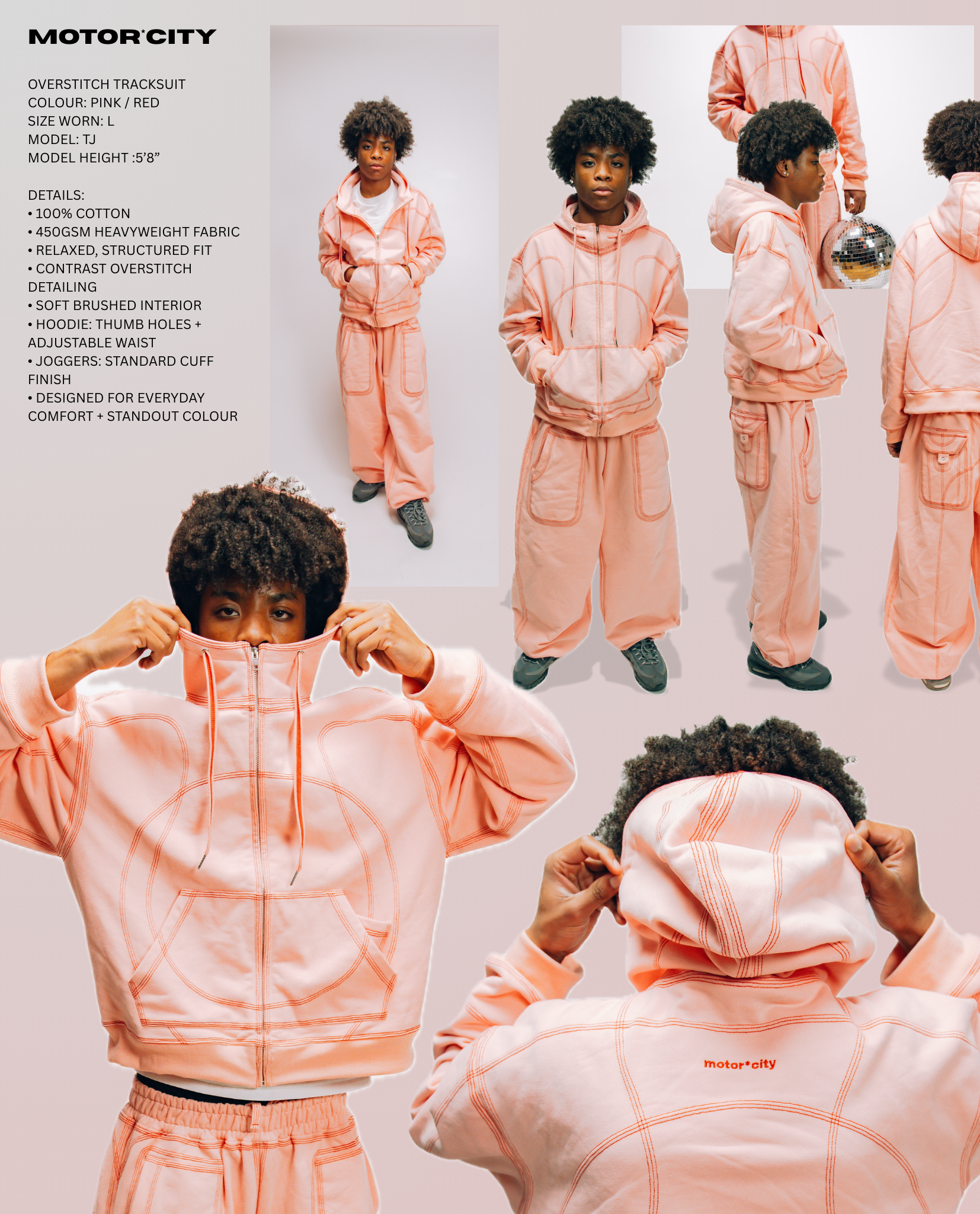 OVERSTITCH HOODIE PINK/RED