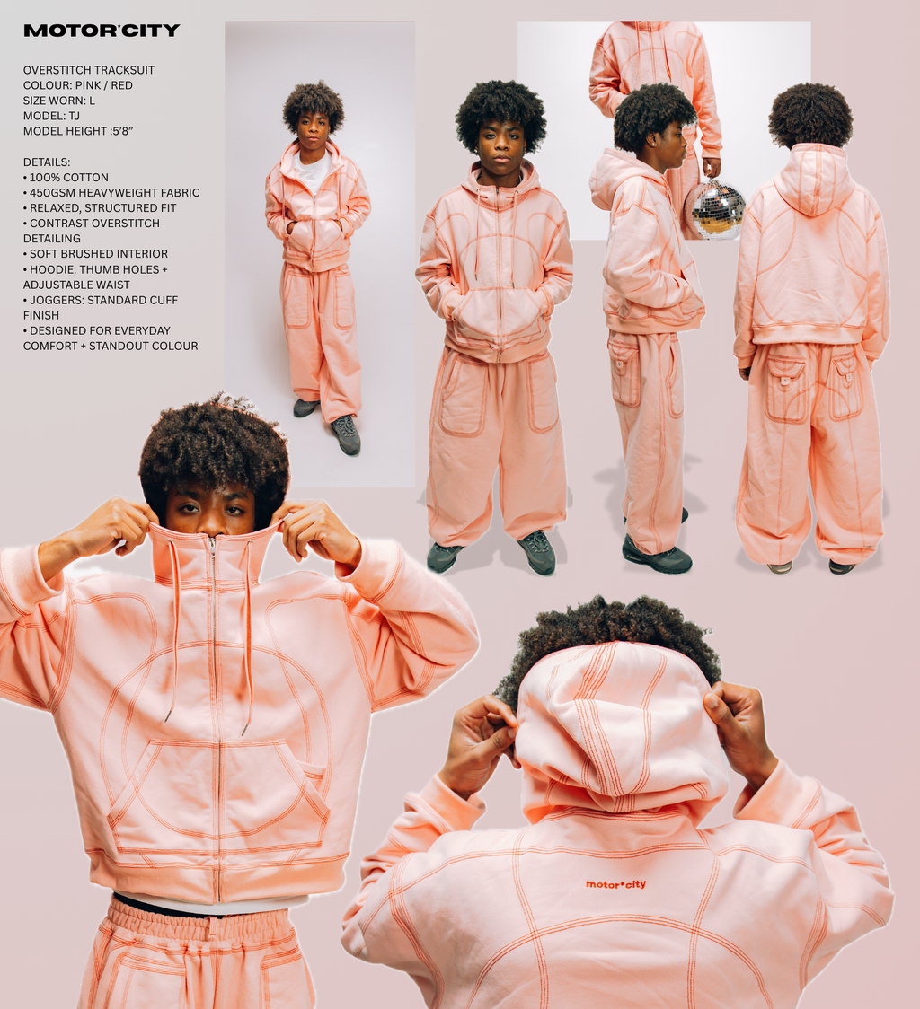 OVERSTITCH JOGGERS PINK/RED