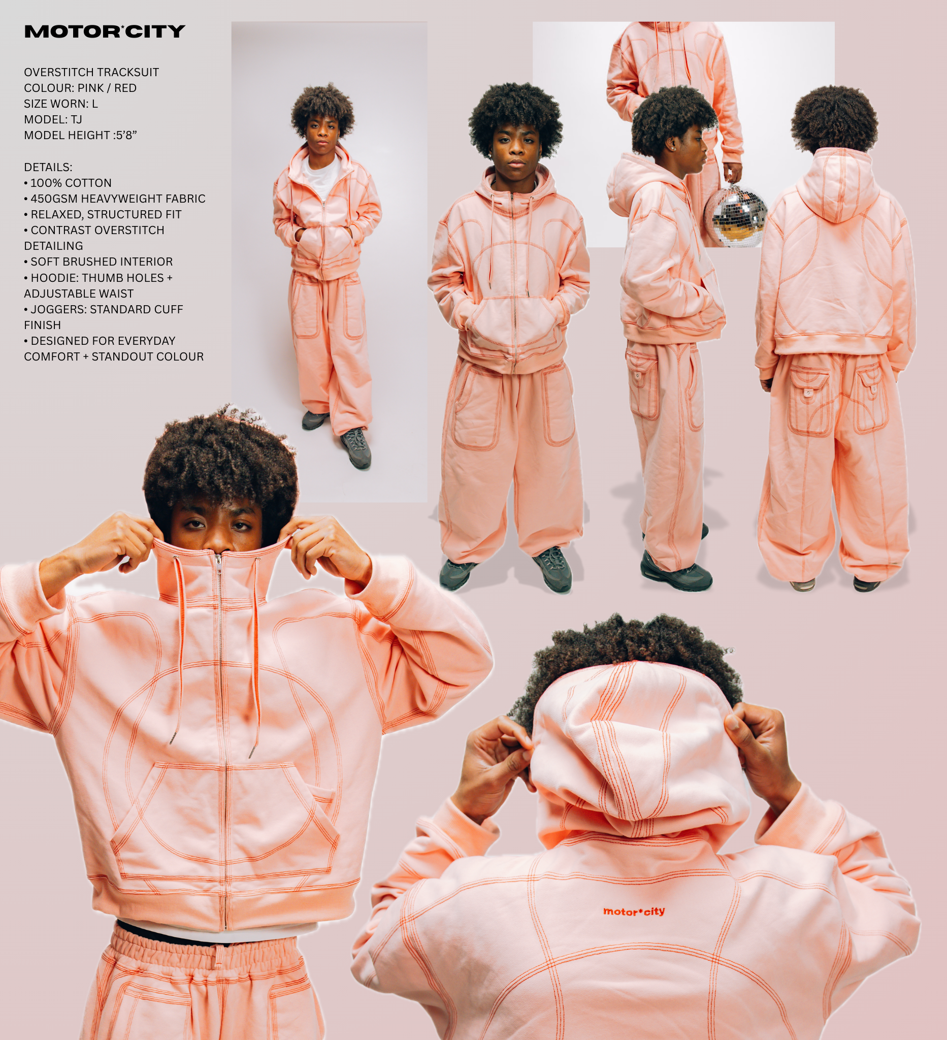 OVERSTITCH JOGGERS PINK/RED