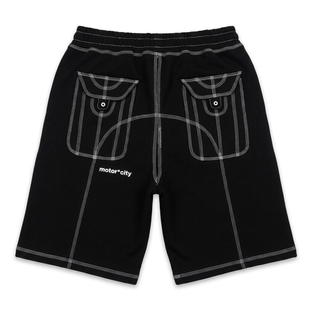 MOTORCITY Overstitch Shorts — Black