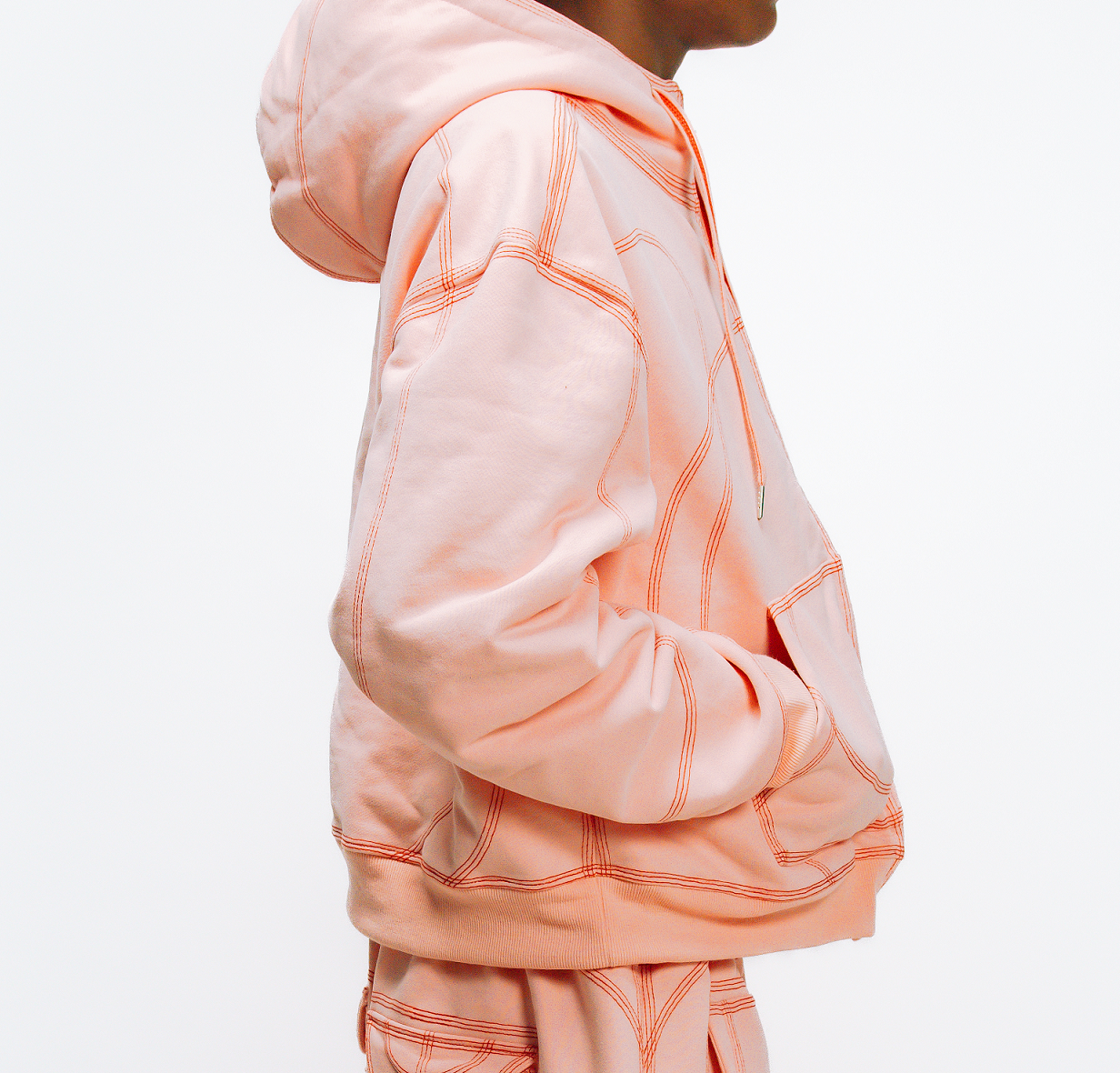 OVERSTITCH HOODIE PINK/RED