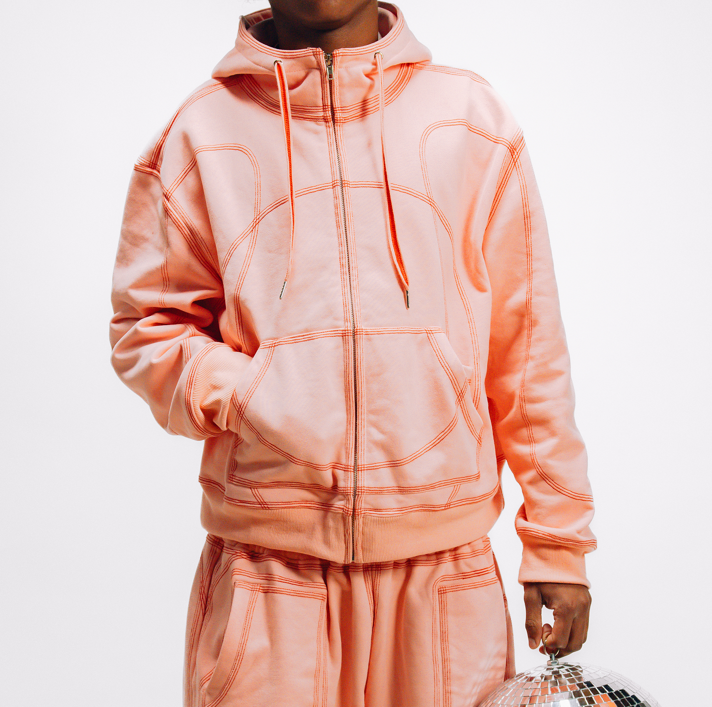 OVERSTITCH HOODIE PINK/RED